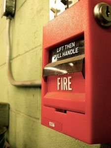 Fire Alarm: Lift Then Pull Handle